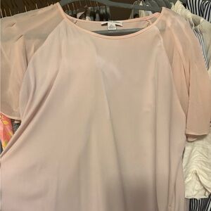 Pink blouse chiffon fluttery sleeves. Pretty work blouse . Soft and comfortable